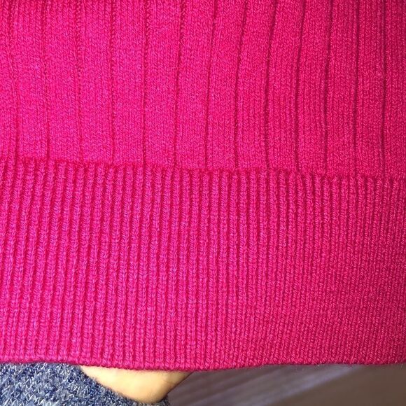 Talbots LP Ribbed Fuchsia Turtleneck Cotton Blend Knit Sweater - Picture 9 of 14